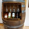Oak Barrel Wine/Cocktail & Glass Cabinet With Light